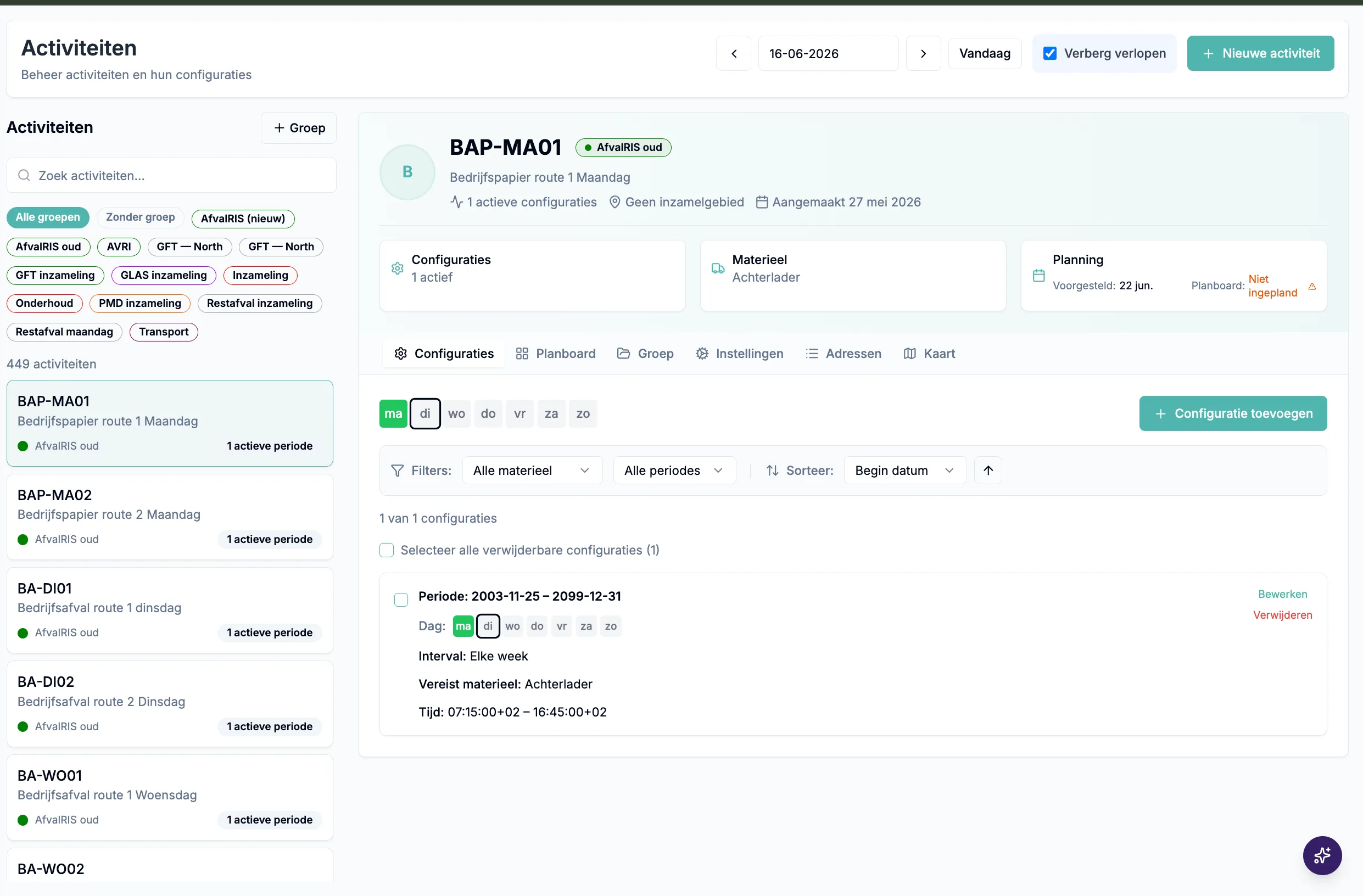 Activiteiten interface